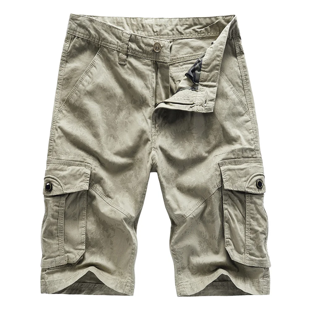 

Cargo Shorts Men Cotton Summer Men's Casual Shorts Male Army Green Men Sweatpants Zipper Fly Straight Knee Length Man Shorts