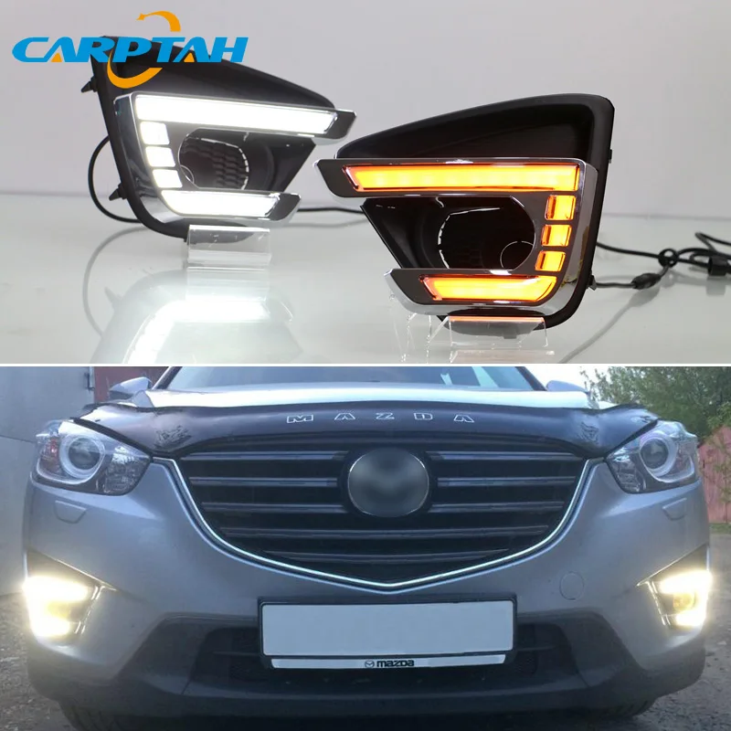 Светодиодный дневной светильник для Mazda CX 5 CX5 2013 2016 Водонепроницаемый 12V желтый