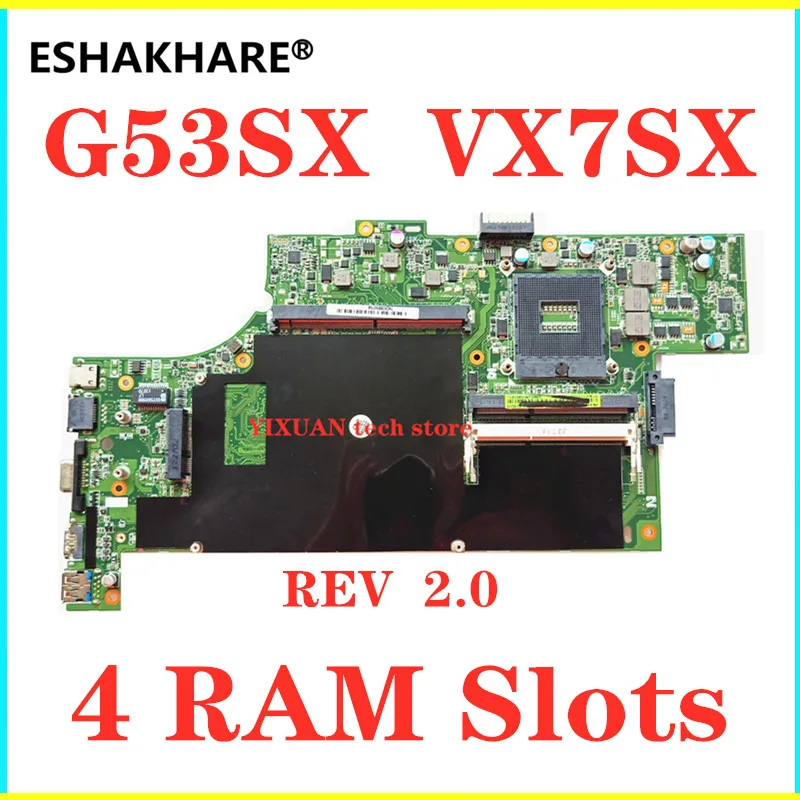 Для ASUS G53SW G53SX VX7 VX7SX G53S материнская плата HM65 с 4 слотами ОЗУ для ноутбука 100%