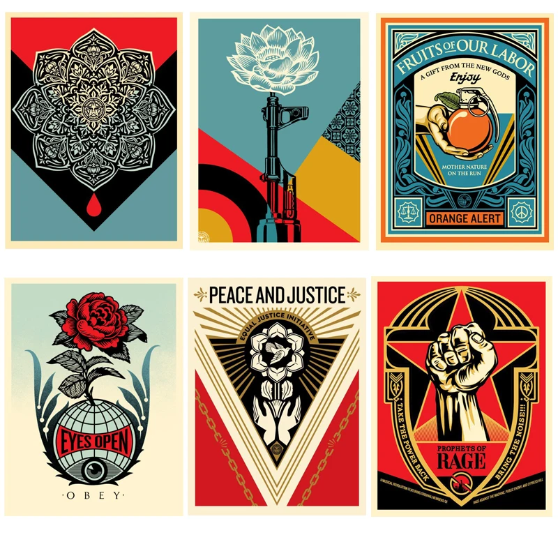 

Abstract Shepard Fairey Art Street Poster Canvas Paintings Vintage Prints Wall Pictures for Living Room Interior Decor Cuadros