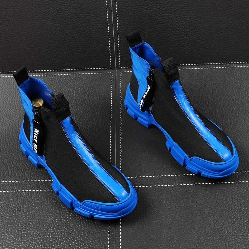 Мужские высокие кроссовки удобная повседневная обувь на молнии плоская подошва