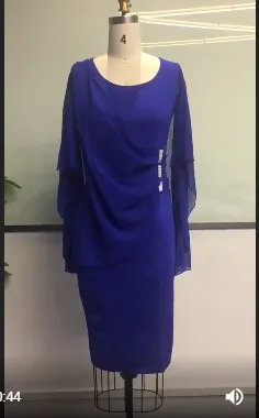 Женское облегающее платье большого размера синее карандаш с рукавом летучая