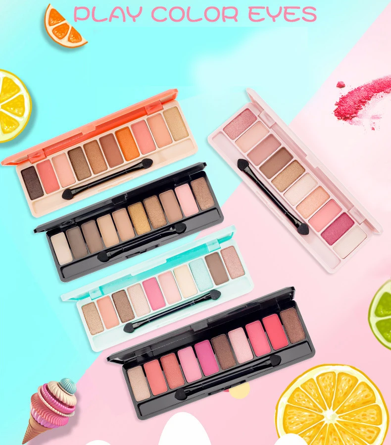 10 цветов Модная палитра теней для век матовая блестящие тени макияж набор