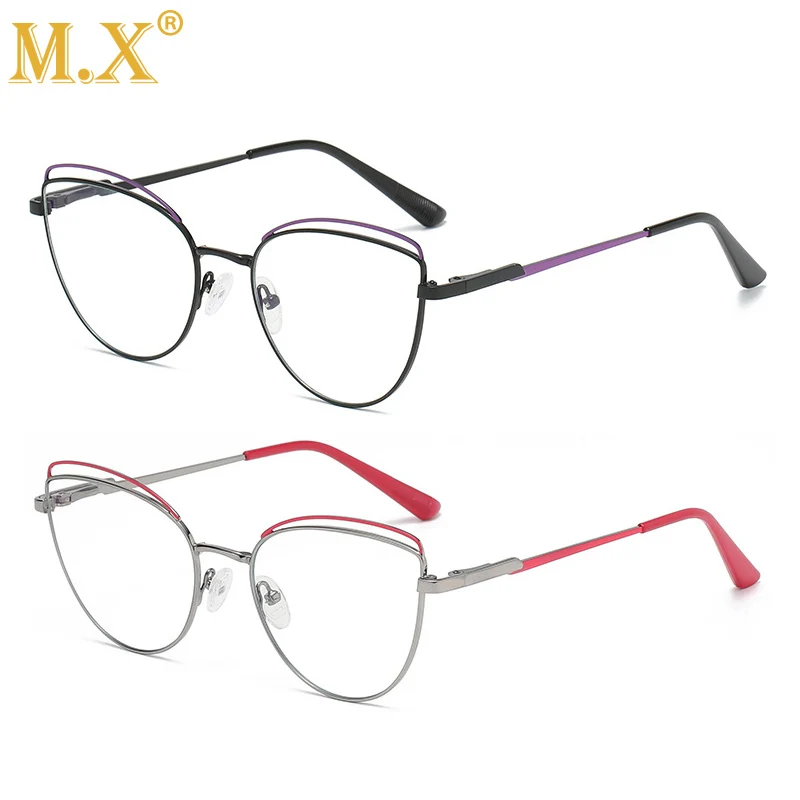 Очки Женские винтажные кошачий глаз металлическая оправа с защитой от