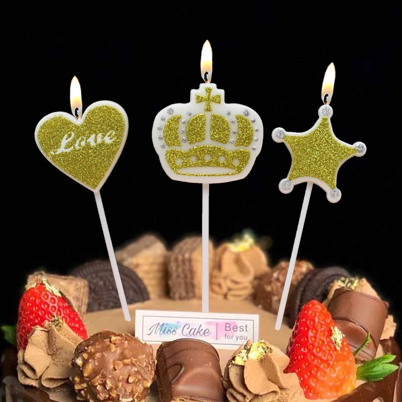 Новинка свечи на день рождения для мальчиков и девочек корона любовь звезда без