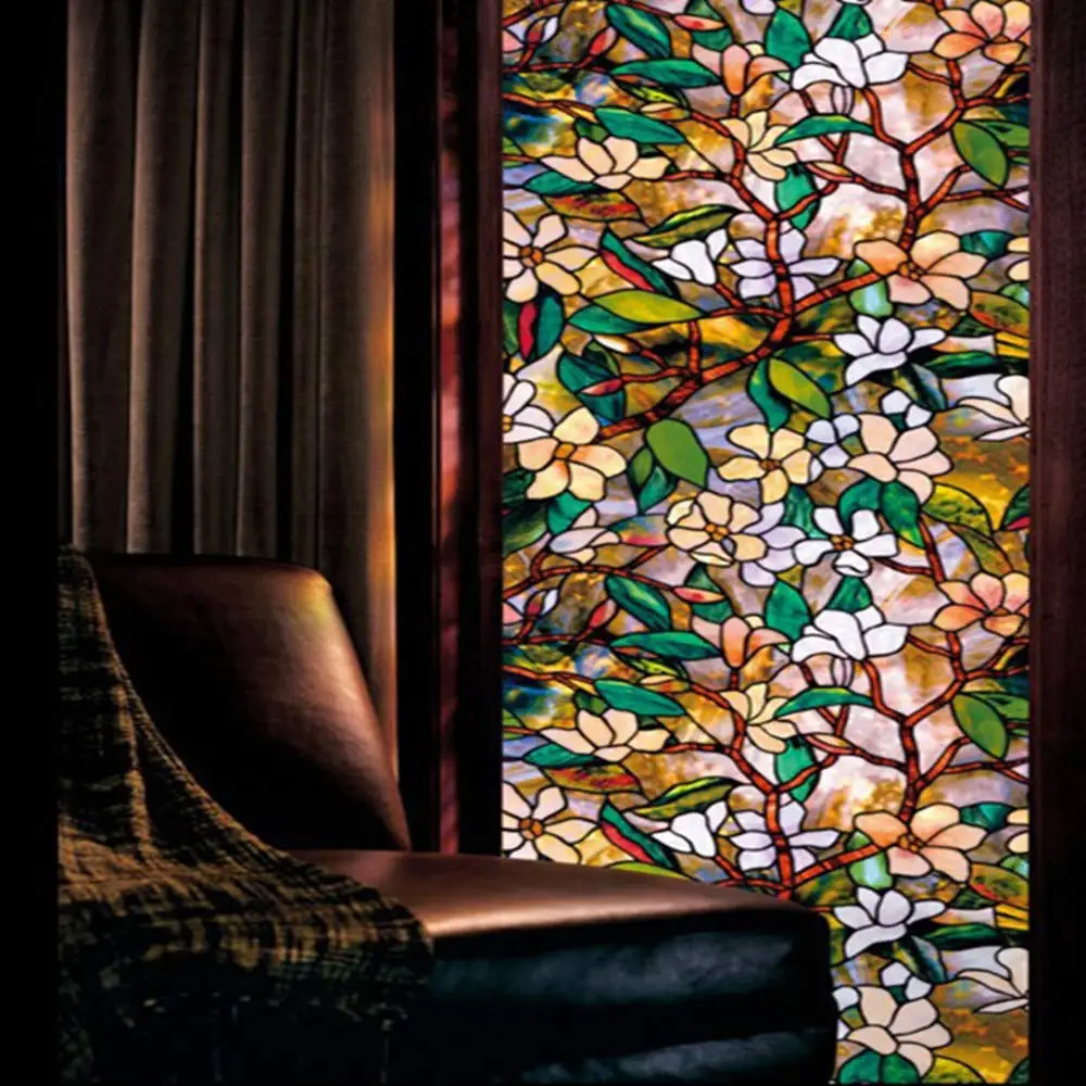 Пленка для окон магнолии статическая клеящаяся термоконтроль защита