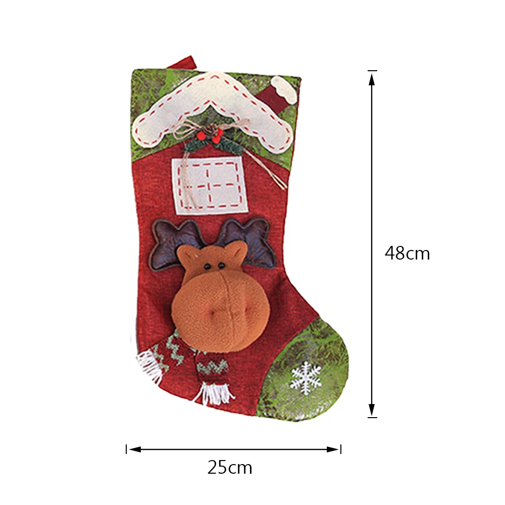 1PC L large Детские сумки для конфет, носки Санта-Клауса, подарок, рождественские чулки, висячие украшения, держатели для подарков, украшения для рождественской елки - Цвет: 1PC L large