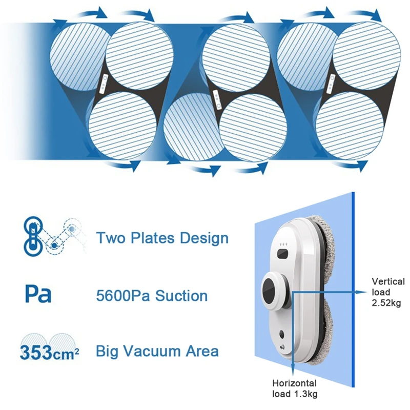 

Remote Control Robot Window Cleaner Strong Suction Intelligent Window Washer Anti-Falling Window Cleaning Robot EU Plug