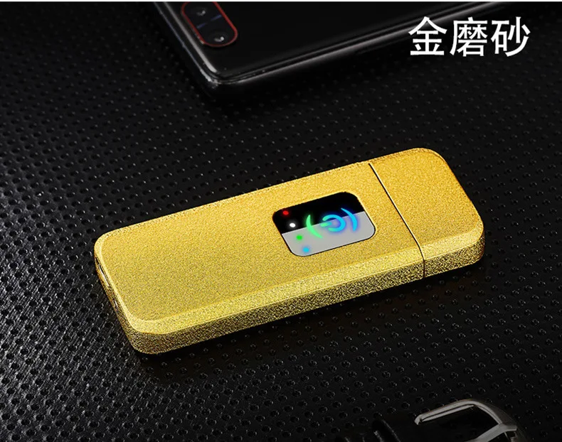 Светодиодный сенсорный Электронный USB Зажигалка металлическая перезаряжаемая Зажигалка Ветрозащитная электрическая зажигалка для курения гаджеты для мужчин