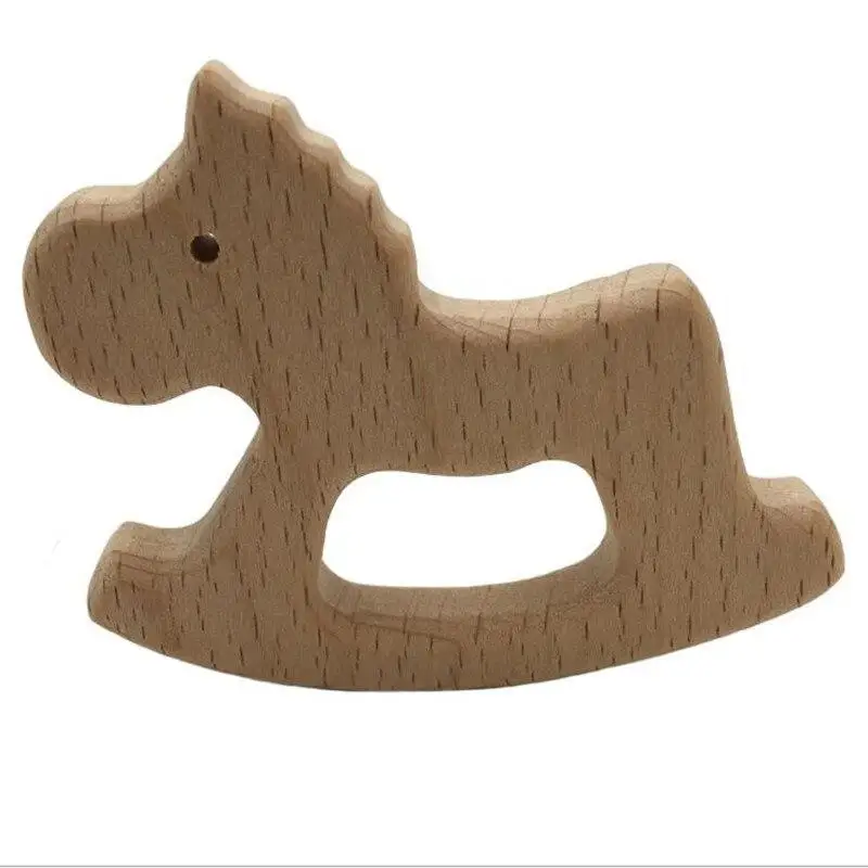 

1pc Baby Wooden Teether DIY Baby Gym Toys Wood Necklace Pendant Food Grade Wooden Teether Toys Cartoon Animal Baby Teething Toys