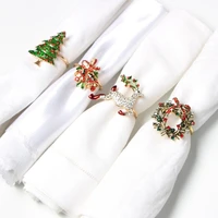 6pcslot metal christmas tree wreath deer napkin ring for wedding banquet hotel table supplies xm 1039