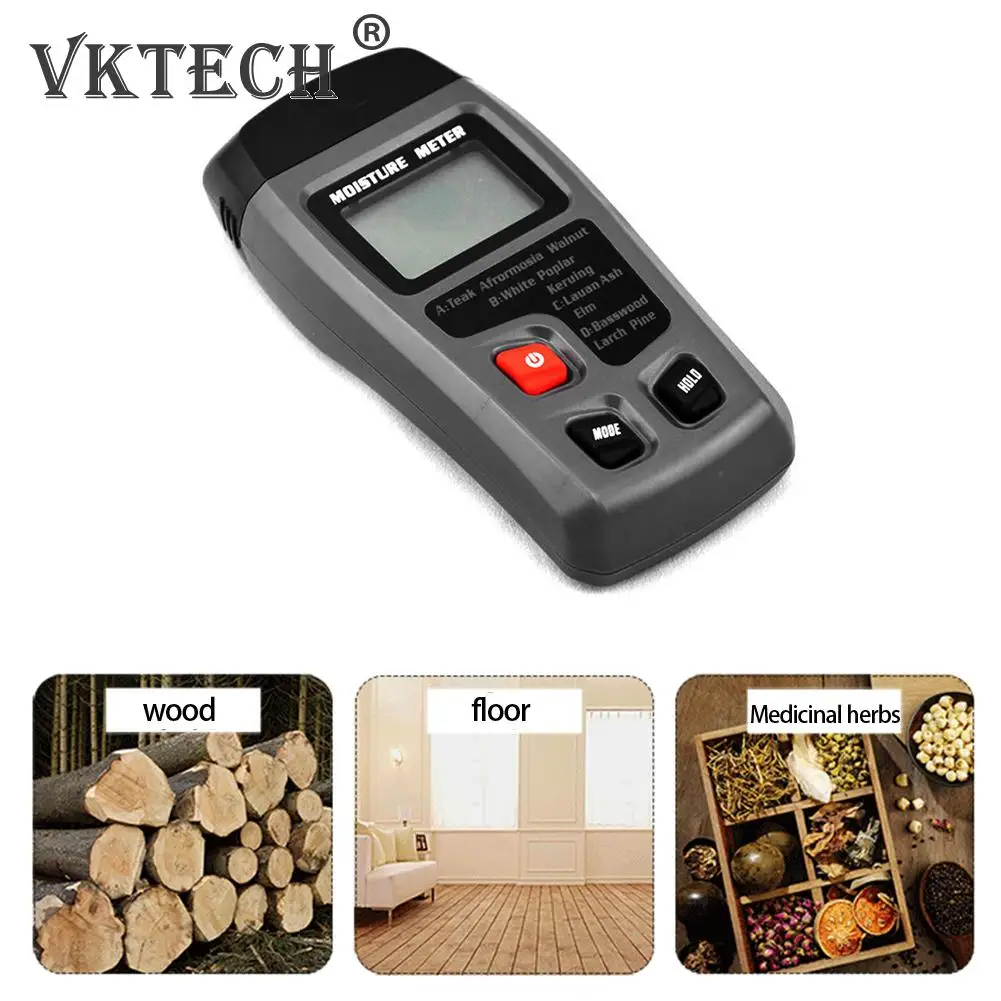 

Измеритель влажности древесины, 9 В, цифровой ЖК-дисплей, 0-99.9%, два контакта, гигрометр для древесины АБС, тестер влажности древесины, детекто...