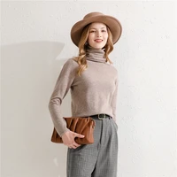 spring autumn newwool sweater womensknit pulloversimple casual looseheap collarsolid color basic all match bottoming shirt