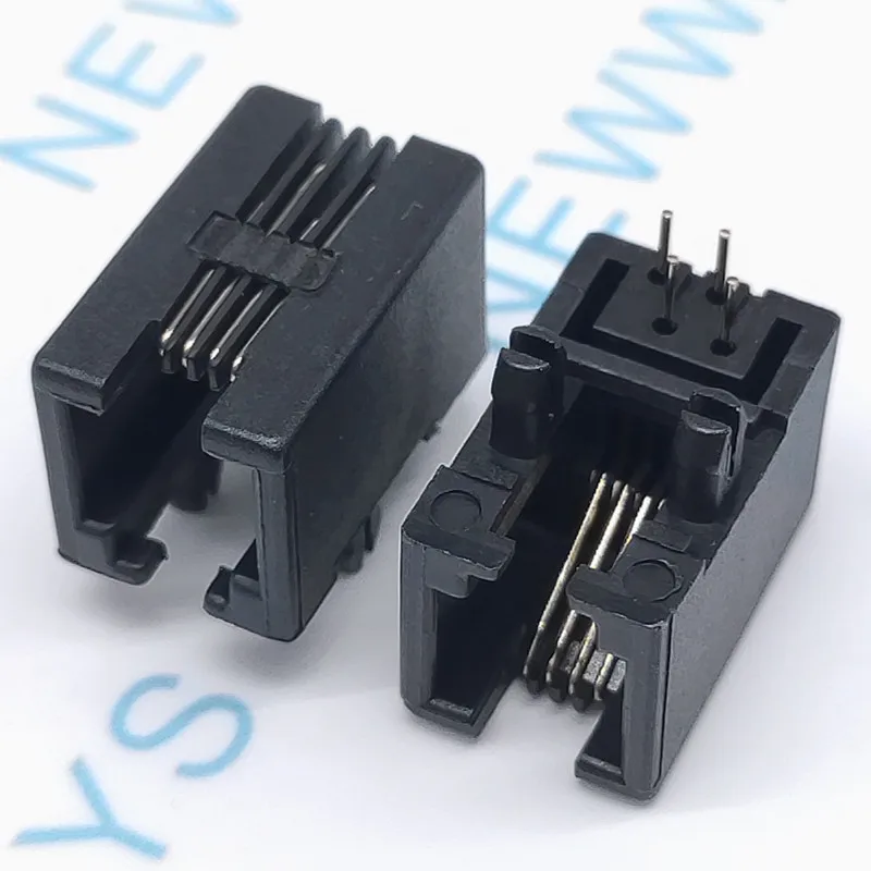 10 шт./лот Rj11 гнездо Rj12 телефон 90 градусов 4Pin с украшением в виде кристаллов