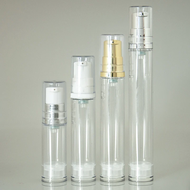 

12ml/15ML clear airless bottle silver pump lotion emulsion serum sample eye essence hyaluronic toner mist sprayer skin packing