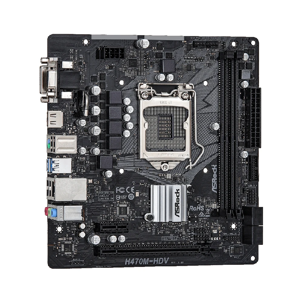 Плата материнская Asrock INTEL H470/2DDR4/4SATA3 mATX BOX | Компьютеры и офис