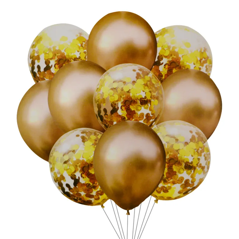 Латексные воздушные шары 10 шт./лот 12 дюймов цвета металлик с конфетти украшения