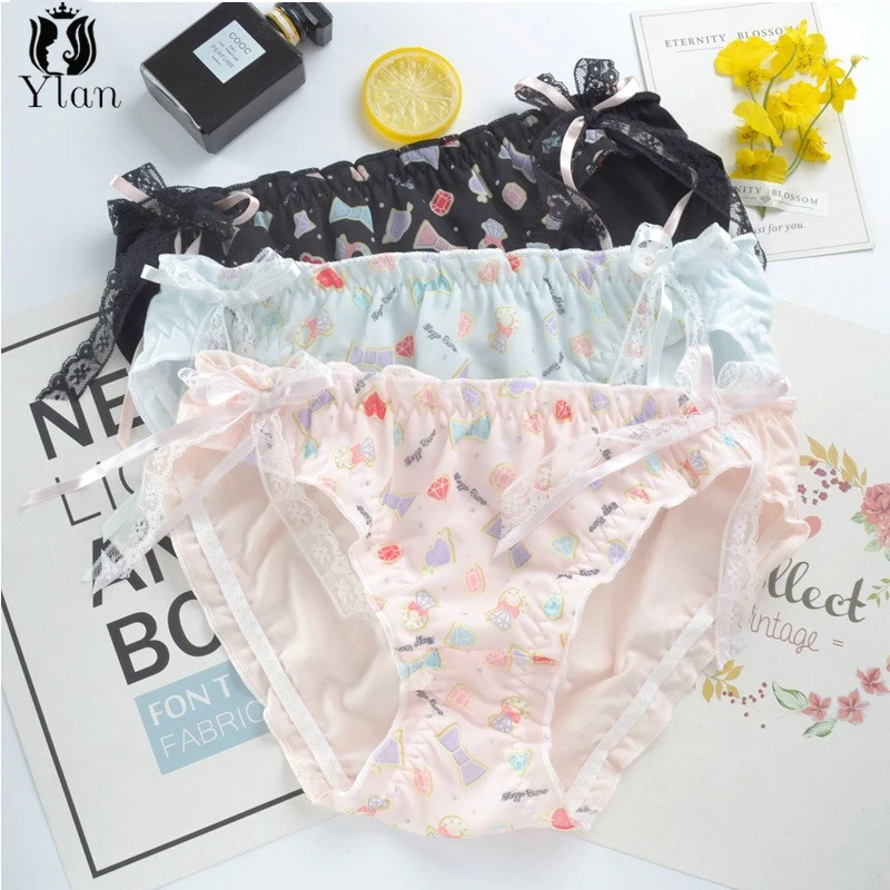 

2020 Women's Underwear Comfortable Cotton Student Briefs Young Girl's Japanese Panties Cute Bow Low Waist Breathable Underpants