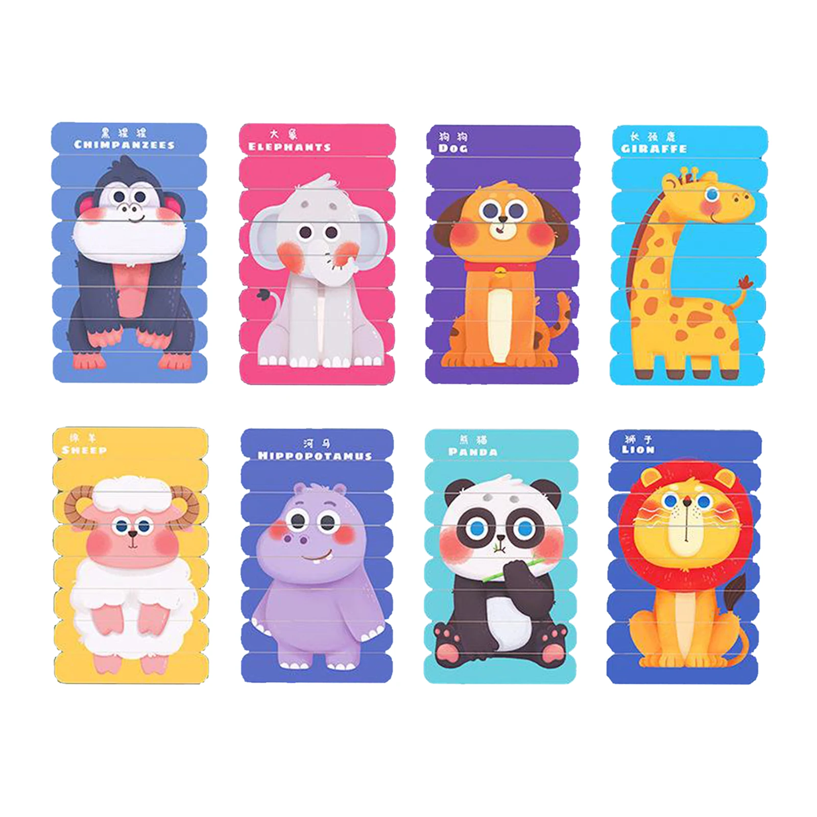 

8 Patterns Wooden Puzzles, Educational Jigsaw Puzzle with Vibrant Colors, Animal