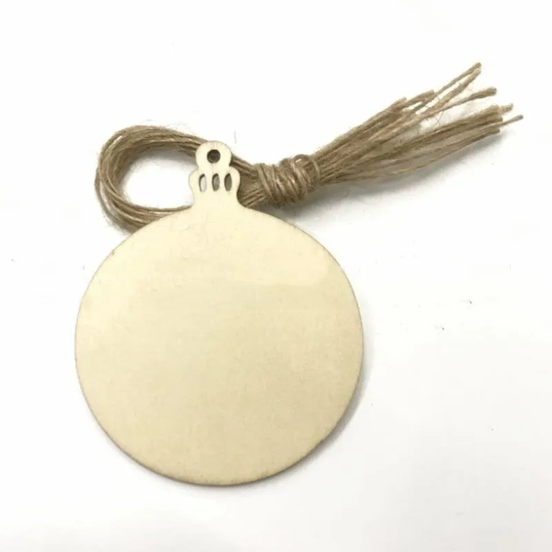 

10 Pcs/pack Creative Wooden Round Bell Hanging Christmas Tree Blank Decorations Gift Tag Shape gift party decor
