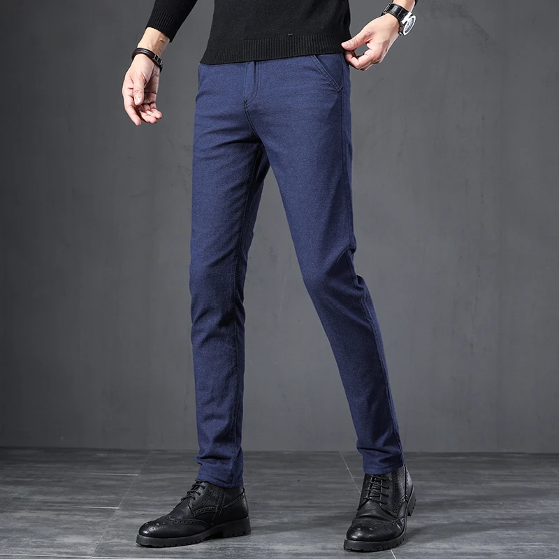 2022 Spring Autumn Business Dress Pants Men Elastic Waist Frosted Fabric Casual Trousers Formal Social Suit Pant Costume Homme images - 6