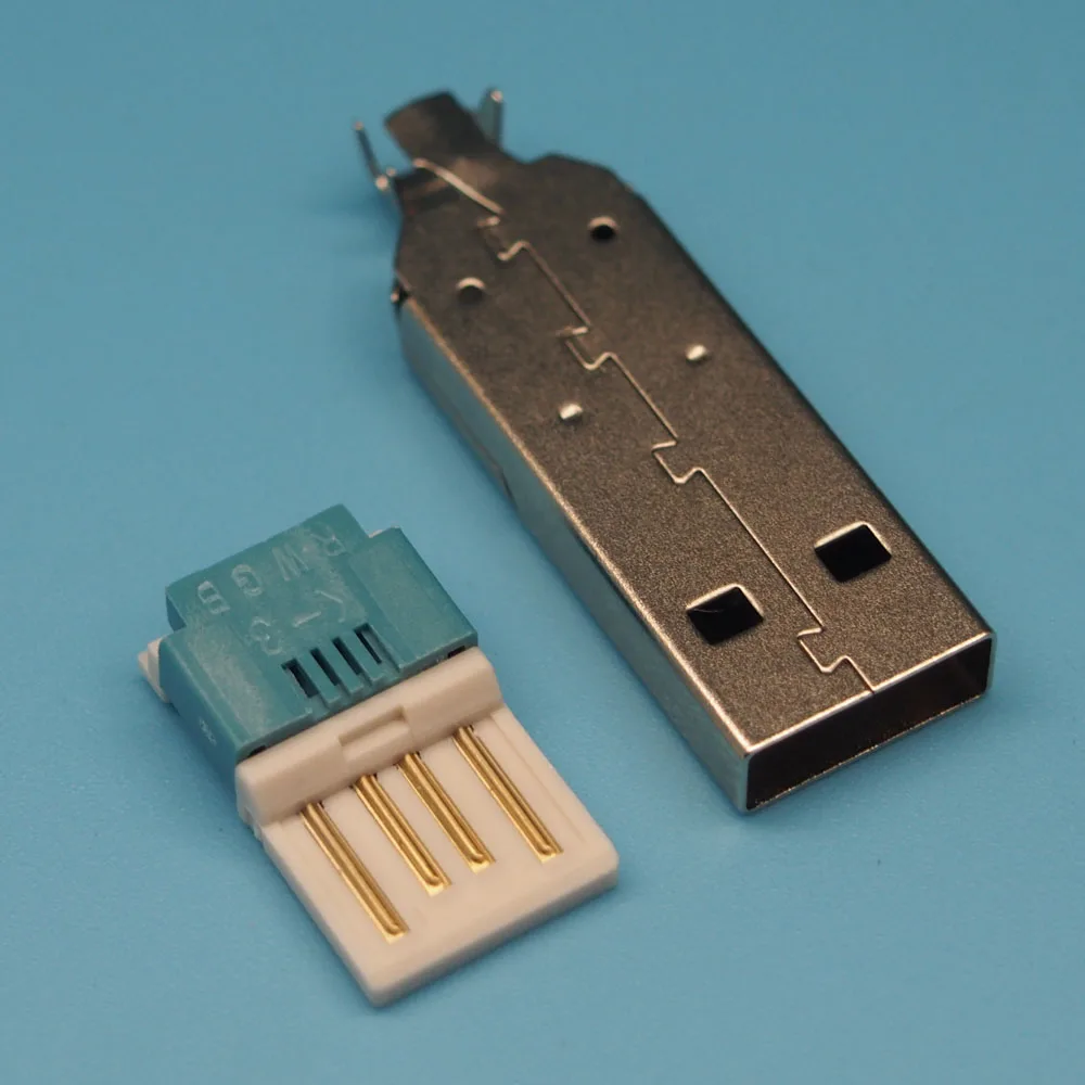 10 компл. 2 в 1 USB A штепсельная вилка Без припоя длинный металлический корпус пресс