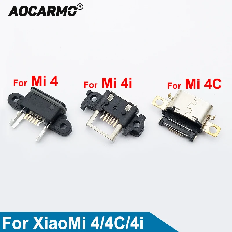 Aocarmo 2Pcs Type-C Charging Port Connector USB Charge Dock Jack For XiaoMi 4/4C/4i Mi4 mi4