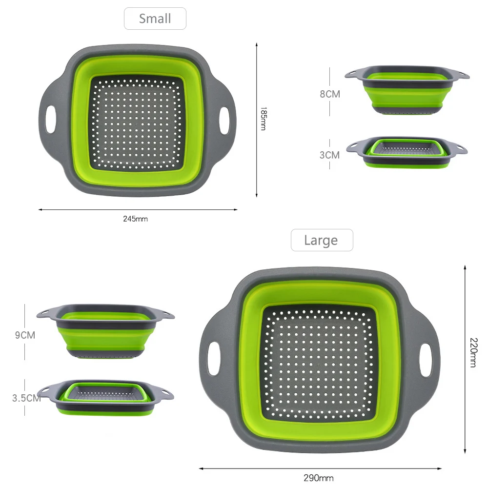 Foldable Fruit Vegetable Washing Basket Portable Silicone Colander Collapsible Drainer Storage Kitchen Accessories Tools | Дом и сад