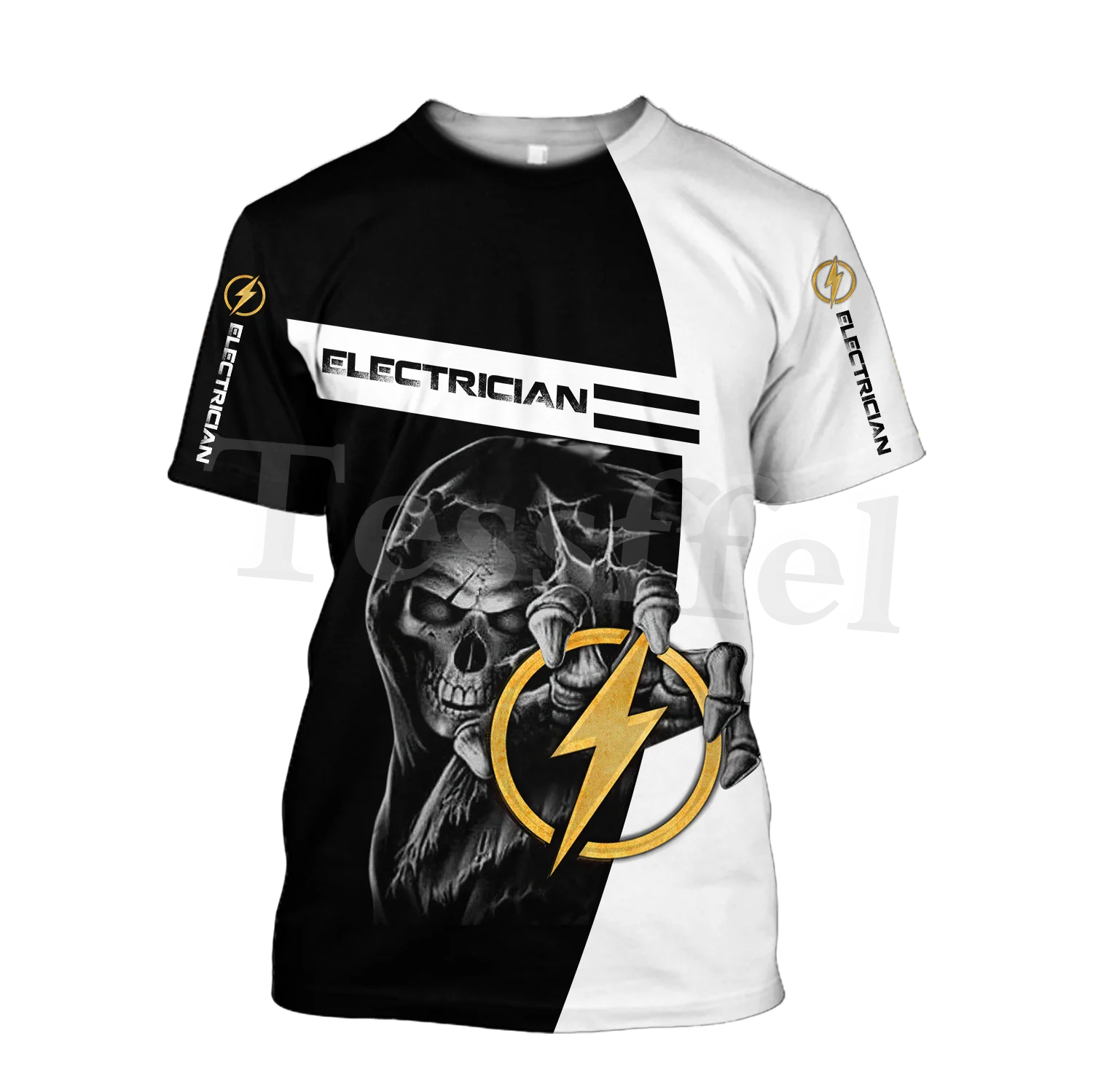 

Tessffel Men's Fashion Electrician Worker T-Shirt Lineman Summer 3dPrint Tshirts Harajuku Printed Tees Short Sleeve Tops Style-2