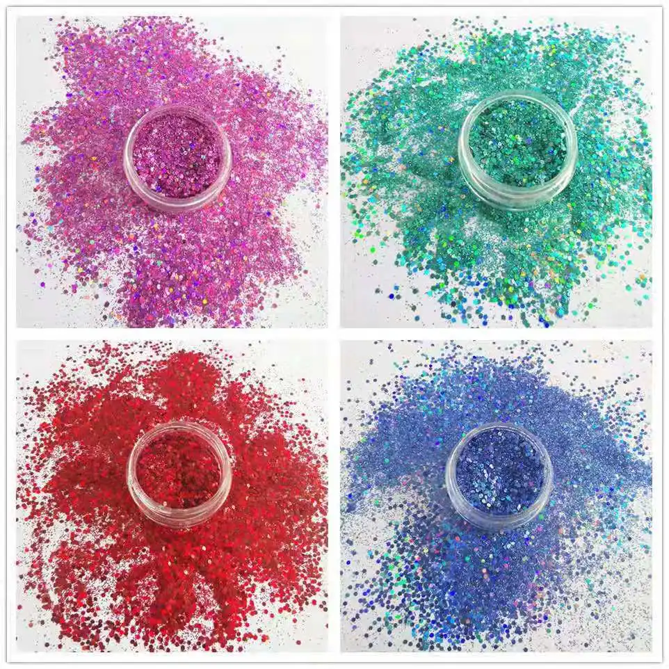 Блестящий серебряный блеск для ногтей шестиугольный порошок лист макияж тела