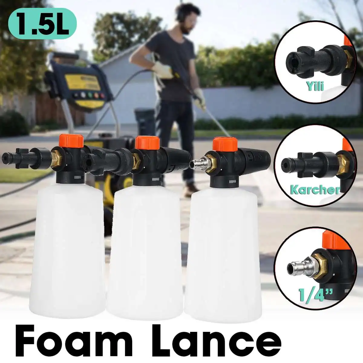 

Пенная насадка для мойки автомобиля, пенный генератор, мойка высокого давления для разъема 1/4 дюйма/Karcher/Yili