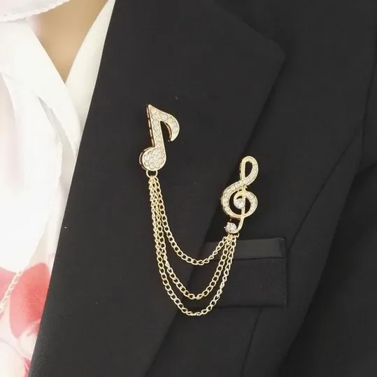 Унисекс мужская и женская брошь в виде музыкальных нот со стразами булавка для