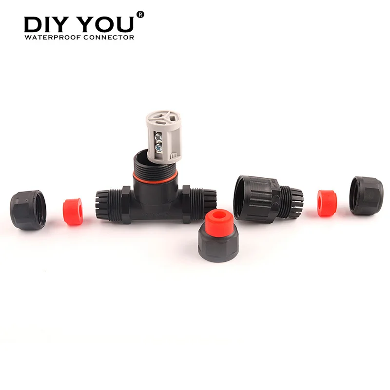 IP68 Waterproof Connector T Shape 3 Pin Cable Wire Gland Sleeve Connectors quick Screw connection Outdoor waterproof Terminal |