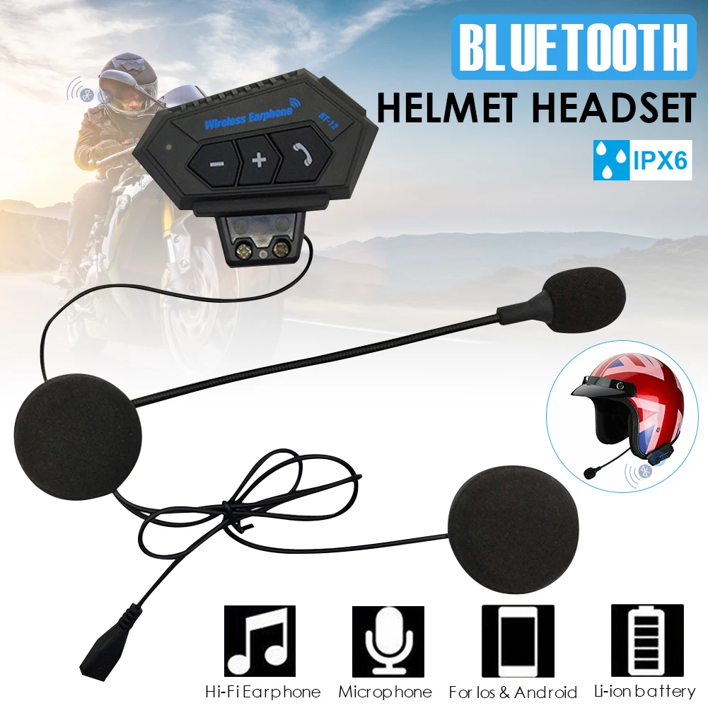 

Переговорное bluetooth-устройство для 4,2 для мотоциклетного шлема Беспроводной hands-free телефонный звонок комплект стерео анти-помех переговорны...