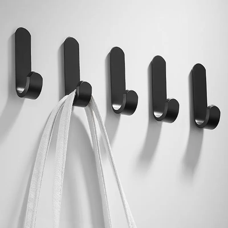 

Sticky Bathroom Accessories Hook No Drilling Set Matte Black Towel Rack Holder Rack Robe Hook High Quality Thickened Wide