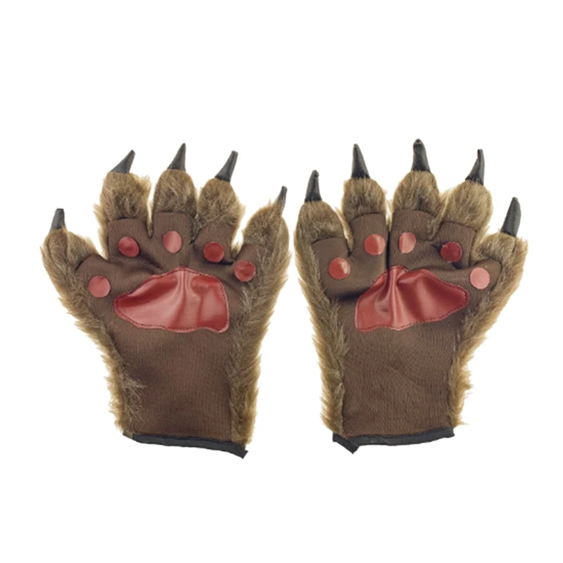 2 шт. перчатки с когтями волка пушистый коготь костюм на Хэллоуин вервольф лапы