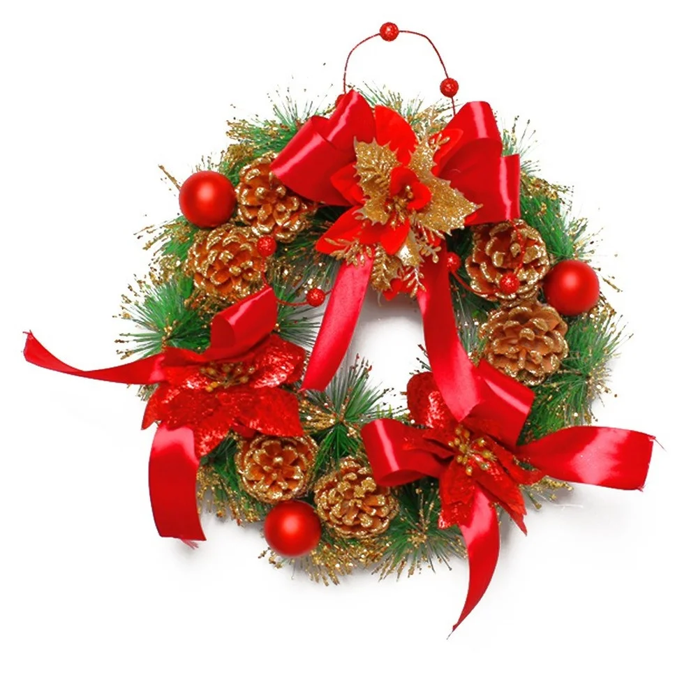 

Christmas Wreath Pendant Artificial Flower Garlands Rattan Door Hanging Christmas Decoration Scene Layout New Year 2022 Navidad