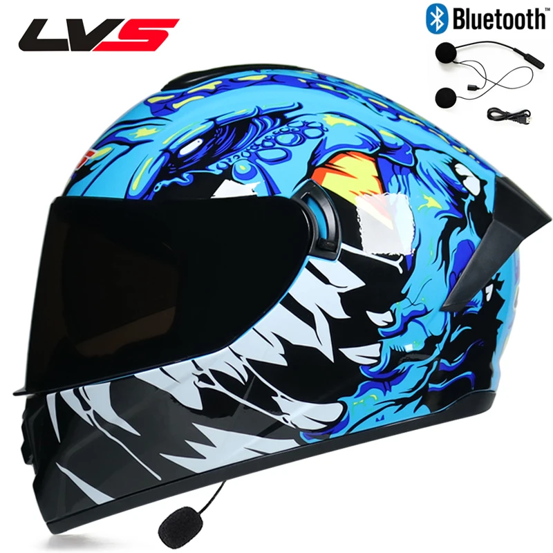 Bluetooth мотоциклетный шлем Полный мотоциклетный шлем с двойными линзами DOT Capacete da motocicleta - Цвет: 7