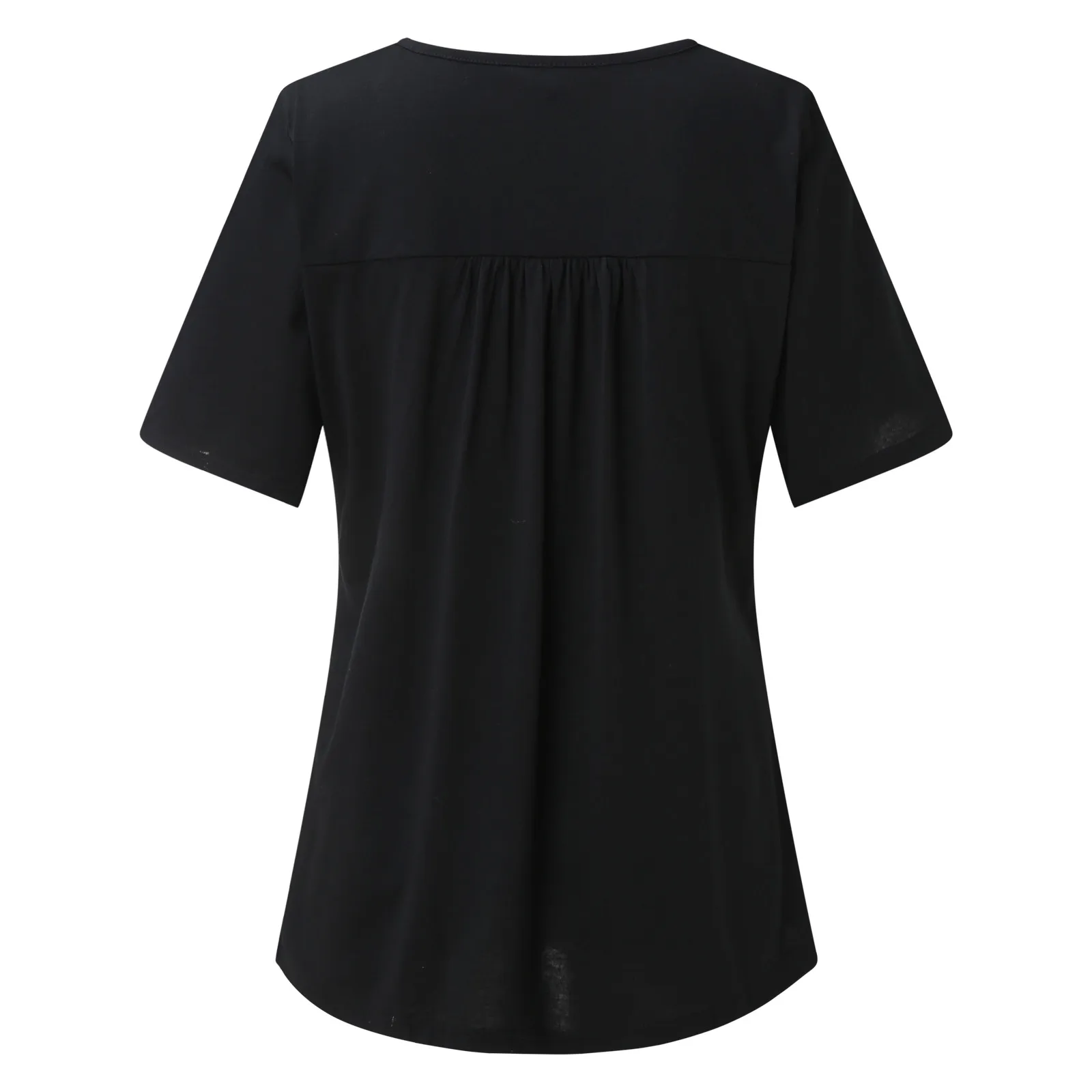 

Women's Summer Top Short Sleeve Buttons Pleated Flared Plus Size Blouses Tops Loose Casual T-shirt