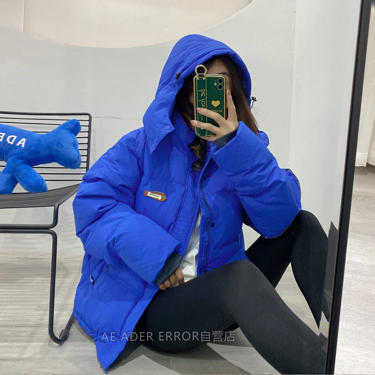 ADER ERROR Korean autumn/winter unisex white duck down jacket high quality 1:1 zipper hooded jacket loose hooded down jacket top