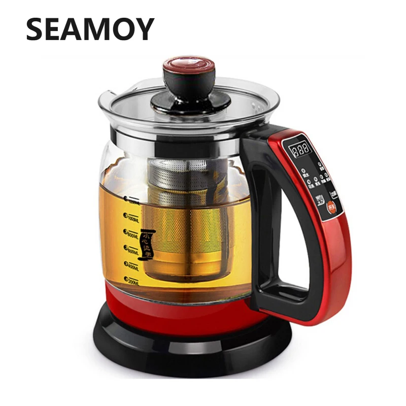 red Электрический чайник для поддержания здоровья 1.2L 700 Вт многофункциональный чайник вареный разделитель стеклянная бутылка с водой 220 В - Цвет: red