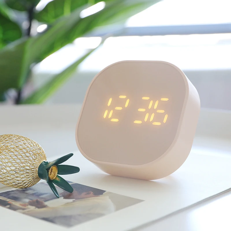 Square Small Alarm Clock Luminous Mute LED Multifunctional Digital Light Electronic Desktop Table Clocks 3 Colors | Дом и сад