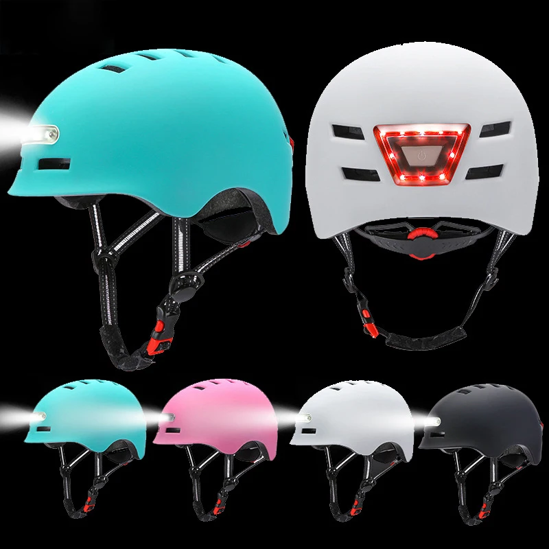 

Illuminated Warning Light Integrated Helmet Motorcycles Cycling Electric Scooter Balance Car Safety Outdoor Breathable ski casco