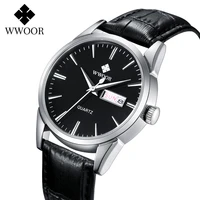 wwoor watches for men 2020 fashion brand luxury black leather waterproof watch mens classic business quartz calendar week clock