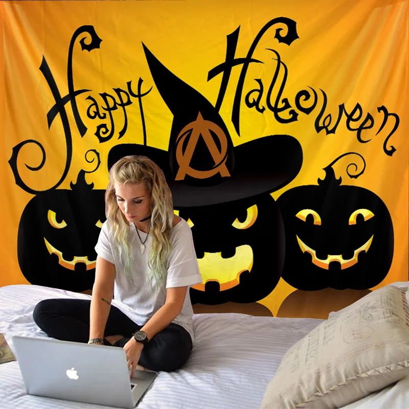 

Halloween pumpkin holiday party pumpkin background tapestry background decoration cloth printing multiple sizes