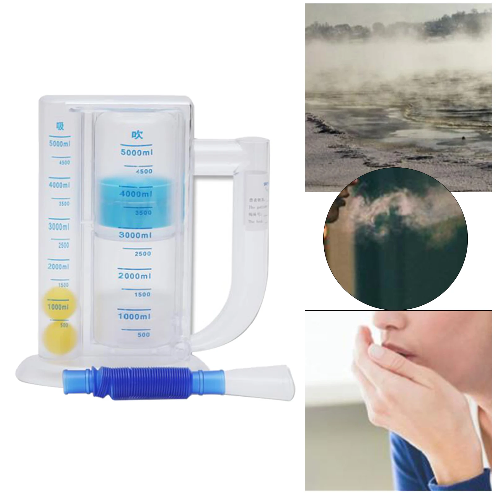 5000ml 3-Ball Capacity Lung Deep Breathing Trainer Exerciser with Handle | Спорт и развлечения