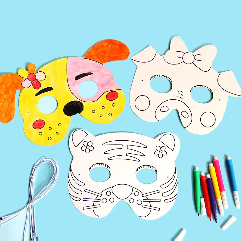 Saizhi Blank DIY Painting Masks Toy Cartoons Graffiti For Kindergarten Kids Handmade Halloween SZ3134 | Игрушки и хобби