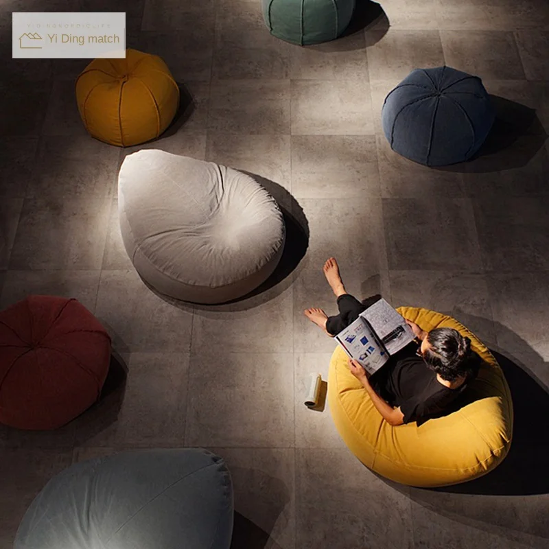 

Lint cotton linen fabric fabric sofa detachable and washable bean bag Nordic simple modern single creative lazy sofa comfortable