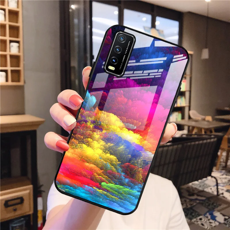 

Hard Phone Case For Vivo Y20 Case Tempered Glass Bumper For Vivo Y20i Shockproof Fundas Vivo Y 20 i 20i 6.51 inch Painted Coque