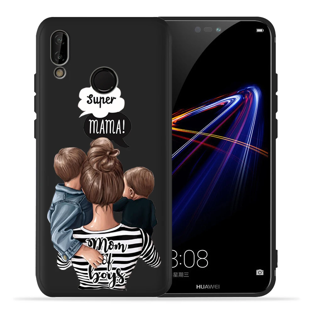 Модный черный чехол для телефона Mam Super Mom baby girl для huawei P30 P20 Lite Pro P10 P9 Lite mate 20 30 10 Lite, мягкий чехол для Etui